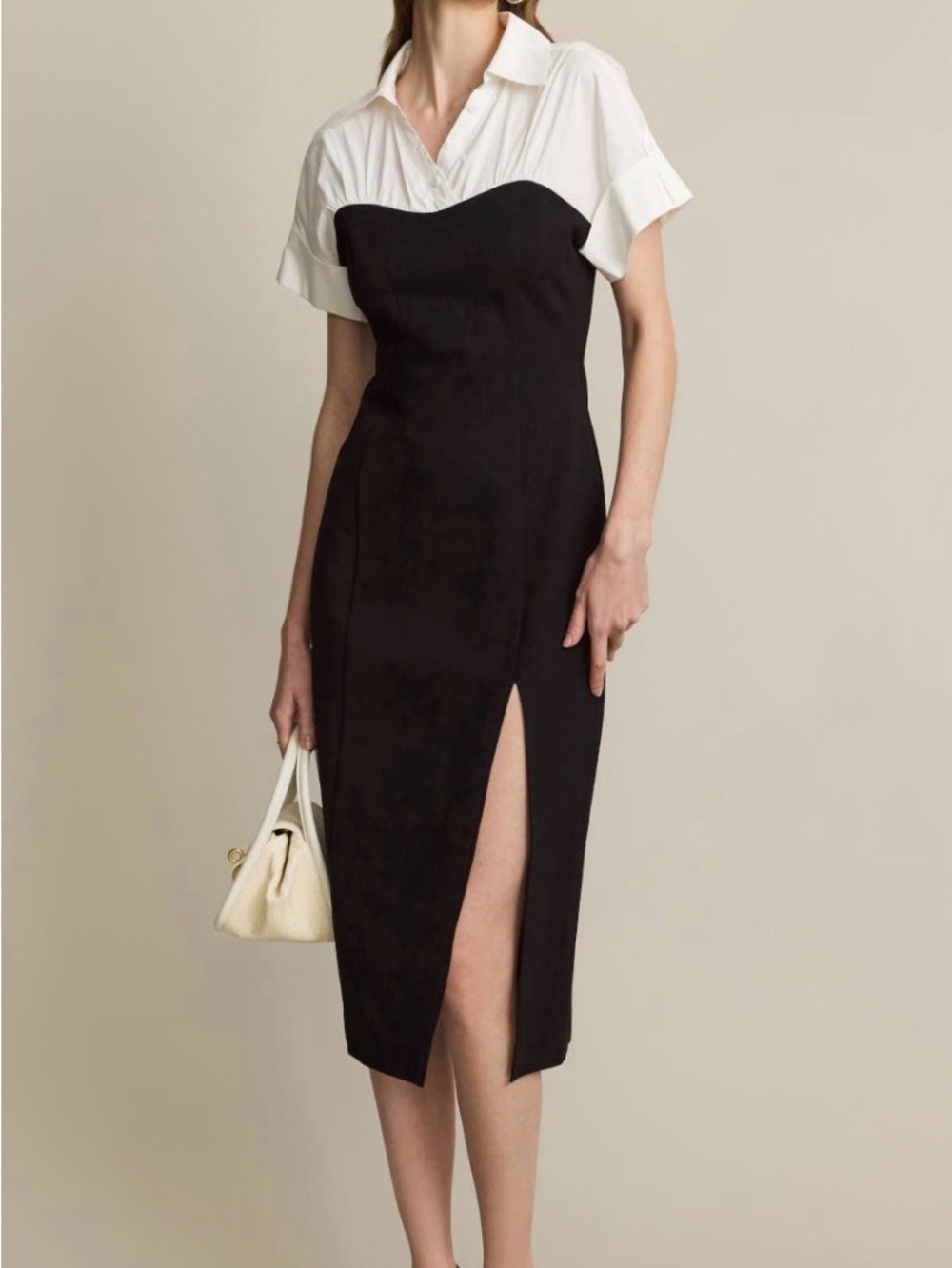 Toccin Black & White Corset Shirt Midi Dress Size 10